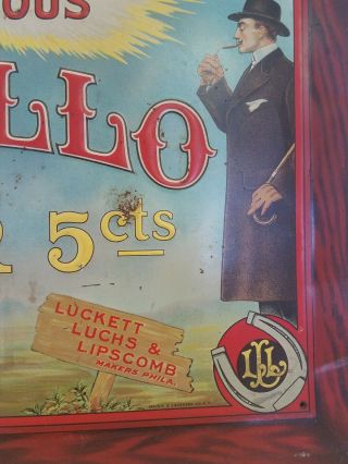 1930 ' s Vintage tin Cigar 5 cent Sign Luxurious Luxello A Wireless Message. 3