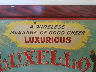 1930 ' s Vintage tin Cigar 5 cent Sign Luxurious Luxello A Wireless Message. 5