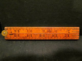 Antique Winchester W68 Folding Boxwood Rule Wood Brass Ruler Vintage Tool Scale