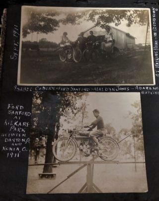 C1911 Vintage Photo Album Flying Merkel Motorcycle Photos Ohio