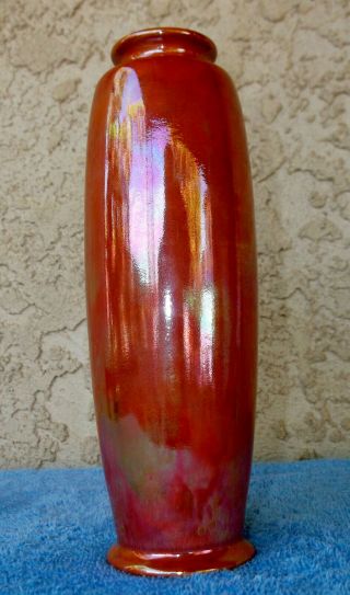 Ruskin Pottery Vintage Orange Lustre Vase 1914 Ex Cond English Arts & Crafts 3