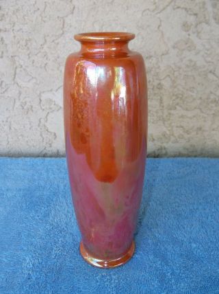 Ruskin Pottery Vintage Orange Lustre Vase 1914 Ex Cond English Arts & Crafts 7