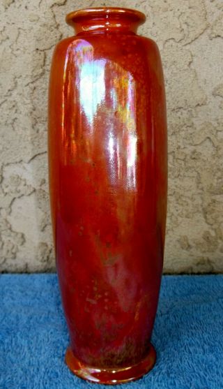 Ruskin Pottery Vintage Orange Lustre Vase 1914 Ex Cond English Arts & Crafts 8