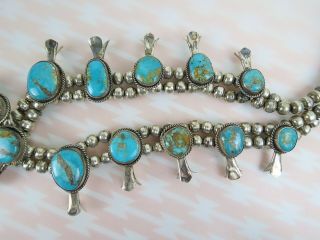 1970s 148g VTG Native American sterling silver turquoise squash blossom necklace 5