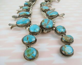 1970s 148g VTG Native American sterling silver turquoise squash blossom necklace 6