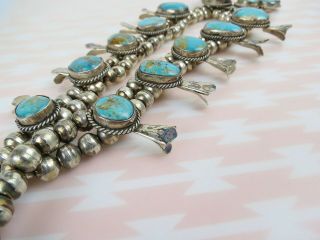 1970s 148g VTG Native American sterling silver turquoise squash blossom necklace 7