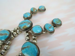 1970s 148g VTG Native American sterling silver turquoise squash blossom necklace 8