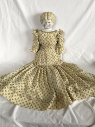 Antique China Head Doll Hertwig Style Blonde 23”