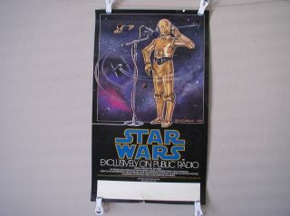 Vtg Orig.  Star Wars Radio Promo Poster Star Wars C3po Empire Strikes Back 1981