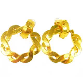 Auth Chanel Vintage Cc Logos Earrings 1.  6 - 1.  8 " Clip - On Accessories Ak16835d