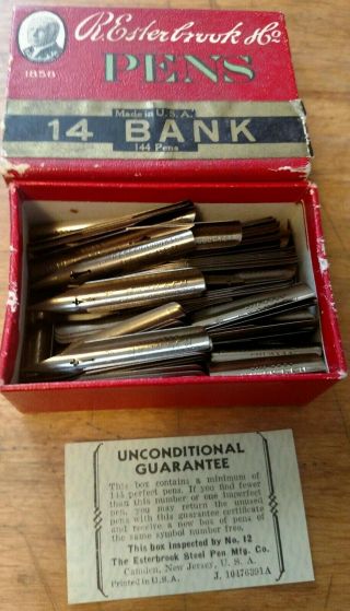 Vintage R.  Esterbrook Pen Nibs 14 Bank Pens - 144 Nips No.  4