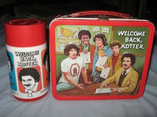 Vintage 1977 Aladdin Welcome Back.  Kotter Metal Lunch Box W/thermos.