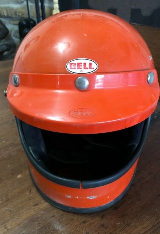 1970 Bell Star 120 Full Face Helmet 7 5/8 Orange Vintage Usa