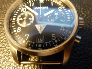 JUNKERS Flieger PILOT Watch Chronograph Mechanical Aviator made in Germany RARE 3