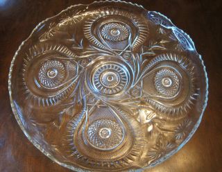 Vintage L.  E.  Smith Glass Punch Bowl Underplate Pinwheel Star Slewed Horseshoe