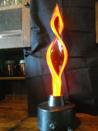 Vintage Lumi Source Rare Electra Plasma Red Flame Motion Art Lamp Glass 20 1/2” 3
