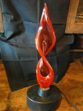 Vintage Lumi Source Rare Electra Plasma Red Flame Motion Art Lamp Glass 20 1/2” 7