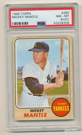 1968 Topps Mickey Mantle 280 Psa 8 (oc) With 4 Sharp Corners And Edges Vintage