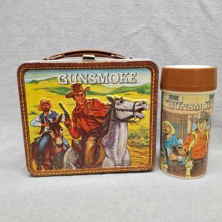 Gunsmoke Metal Lunchbox With Matching Thermos Vintage 1973 Very Rare