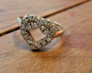Vintage Estate 14k Heart Shape Diamond Love Knot Ring Size 5.  5