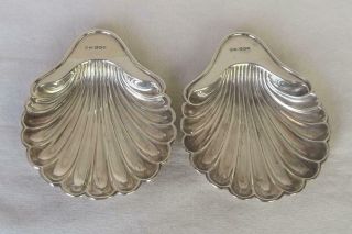 A Stunning Antique Solid Sterling Silver Shell Dishes Sheffield 1918.