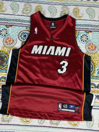 Dwayne Wade Miami Heat Reebok Authentic Jersey Red Mens Sz 40 M Vintage Nba