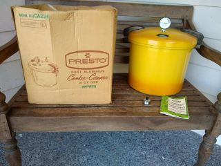 Vintage Harvest Gold Yellow Presto 21 Qt Pressure Cooker Canner Orig Box