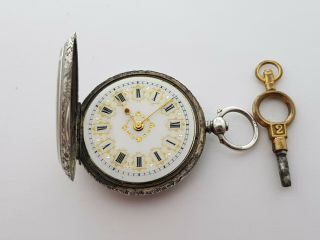 Antique Solid Silver Ladies Fob Pocket Watch - C1900 Rare 17