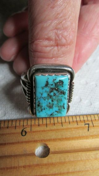 Vintage Sterling Silver Navajo Turquoise Mens/womans Ring,  Size 10.  75