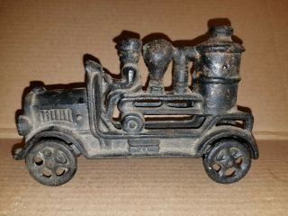 Antique Early Primitive Cast Iron Toy Steam Engine Train Vehicle 4.  5 " H X 7 " L