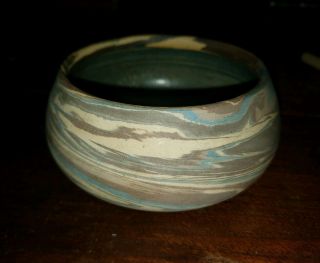 1920s Vintage NILOAK Pottery Mission Swirl Low Bowl - 1st Art Mark 2
