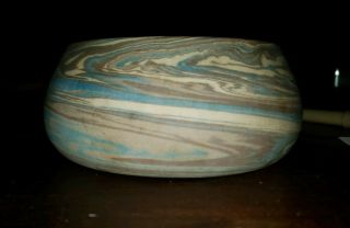 1920s Vintage NILOAK Pottery Mission Swirl Low Bowl - 1st Art Mark 6