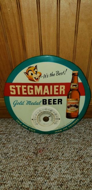 Vintage Stegmaier Beer Sign Advertisin Thermometer 50s Gold Medal Beer.