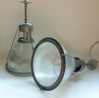 1 Holophane 685 14 " Tall Size Industrial Warehouse Light Lobay Glass Shade Vtg