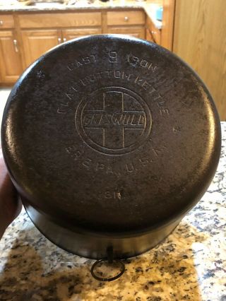 Vintage Griswold Erie 9 Cast Iron Flat Bottom Kettle,  Pot,  Rare,  Slant Logo 812