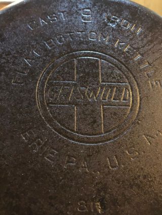 Vintage Griswold Erie 9 Cast Iron Flat Bottom Kettle,  pot,  RARE,  Slant Logo 812 2