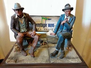 Vintage 1977 Michael Garman Sculptcure (vintage Napa Valley) Two Men On A Bench