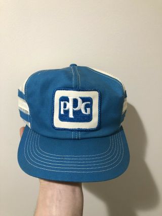 Vintage 70s 80s K Products K Brand Ppg Paint Patch 3 Stripe Snapback Trucker Hat