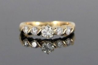 $2,  550 Nt Vintage Estate 14k Yellow Gold Round Diamond Engagement Ring Band Sz 5