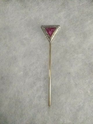 Antique Art Deco 14k Gold Pink Saphhire Stick Men/ Women Tie Pin