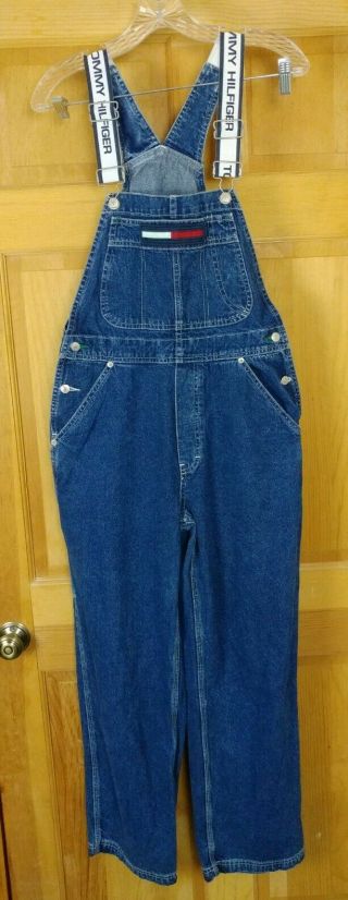 Tommy Hilfiger Overalls Vintage 90s Adult Blue Spell Out Size Small
