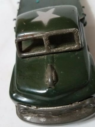 Vintage Litho Tin Toy Friction Car Army Truck For Restore 3