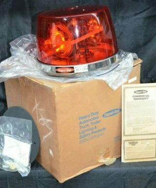 Nos Signal - Stat 370 2 - Bulb Rotating Beacon Light Dome W/ Box Vintage Lite