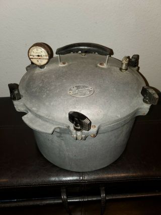 All American Pressure Canner Cooker 915 Heavy Aluminum 15qt.  Vintage 7 Gauge