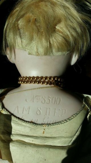 Vintage Bisque German Armand Marseille AM 8 DEP Doll No.  3500 Jointed Leather 6