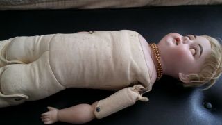 Vintage Bisque German Armand Marseille AM 8 DEP Doll No.  3500 Jointed Leather 8