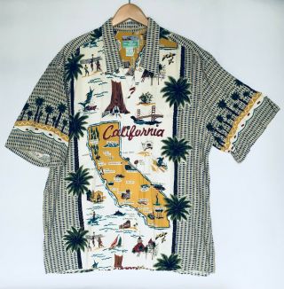 Vintage Rare Reyn Spooner Silk Mens Shirt Xl Button Hawaiian California