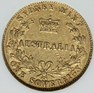 Rare 1860 Sydney Australia QUEEN VICTORIA FULL GOLD SOVEREIGN COIN NGC VF30 2
