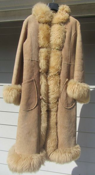 Wild Vintage Shearling Long Princess Coat Fur Trimmed Fine Statement