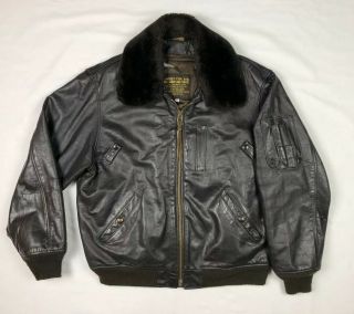 Vtg Excelled Mens Xl B - 15 Leather Bomber Flight Jacket Us Army Air Force Brown